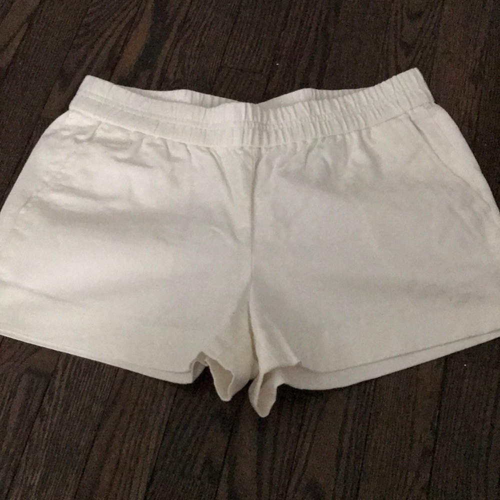 White J. Crew shorts.